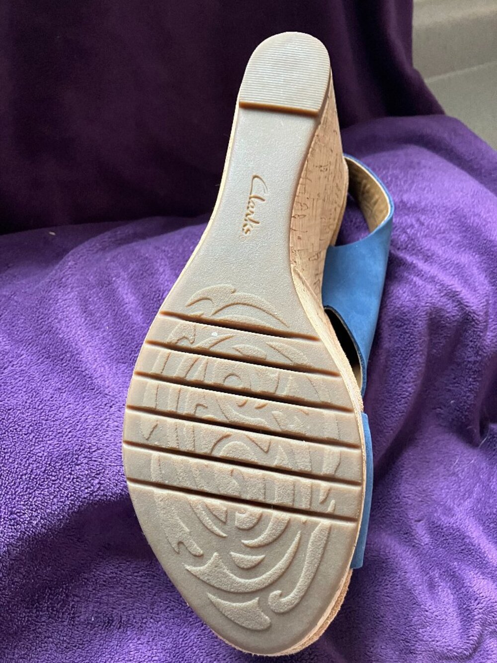 Clarks blue wedge-heel sandals - Picture 6 of 7